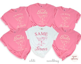 Lesbian Bach Party Shirts |  Two Brides Social Cocktail Club | Custom Lesbian Bridal Party Shirts | LGBTQ Wedding Gift for Sapphic Brides
