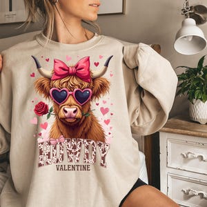 Howdy Valentine Shirt | Valentine&#39;s Shirt | Valentine Highland Cow Shirt | Western Valentine&#39;s Day Shirt | Highland Cow Valentine Sweatshirt