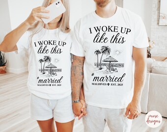 I Woke Up Like This | Mr and Mrs Shirts | Custom Couples Honeymoon Vacation Shirts | Just Married Shirt | Hubby Wifey Shirt |