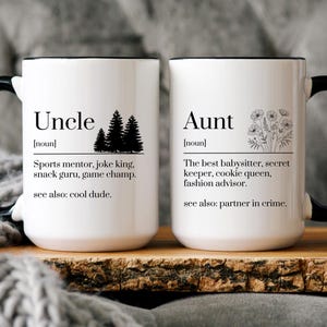Personalized Uncle & Aunt Definition Mug | Mother&#39;s and Father&#39;s Day | Pregnancy Announcement Aunt and Uncle Mug | New Uncle Aunt Gift