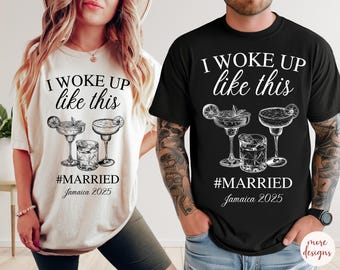 I Woke Up Like This #married Shirt | Just Married Shirt | Wedding Shirt | Funny Couple Shirts | Honeymoon Shirts For Couples