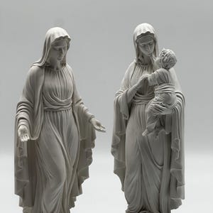 Statue Vierge Marie 22,4 Cm En Résine - Cadeau Religieux Et Décoration De Jardin - Figurine Peinte à La Main - Style élégant Et Détaillé - 4