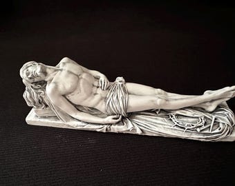 Statue von Jesus Christus aus wiederverwendetem Carrara-Marmor / Toter Christus / Geschenk / Glaube / Jesus