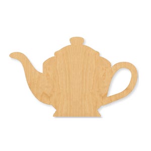 Unfinished Tea Pot 2 Wood Cutout Craft Blank, Unfinished Baltic Birch DIY Shape for Crafts and Decor