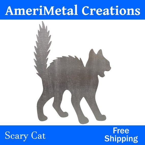 Scary Cat Metal Cutout Shape, Wall Art Decoration for Home