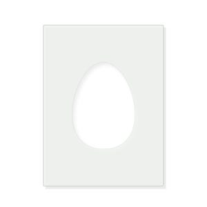May include: A rectangular, clear, flat acrylic sheet featuring a centered, die-cut egg-shaped opening. The transparent material has smooth, straight edges and a uniform surface, providing a clean, minimalist frame for various creative projects.