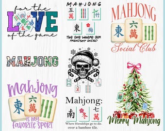 Mahjong SVG Bundle | 8 Mahjong Quotes Sublimation | Game Tiles PNG Clipart