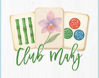 Mahjong SVG, Club Mahj PNG, Mahjong Shirt Design, Watercolor Mahjong Cricut File