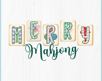Frohe Mahjong SVG PNG | Weihnachtliche Mahjong Fliese Digitales Design | Urlaub Spiel Liebhaber Cricut Datei