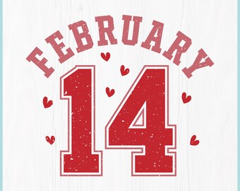 February 14 PNG SVG, Valentines day shirt, preppy love png (Digital Download)