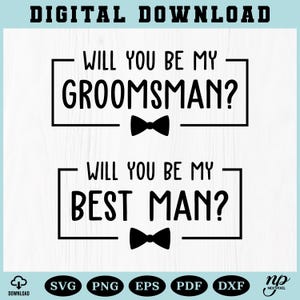 Vuoi essere il mio testimone di nozze? Biglietto d'invito SVG PNG EPS PDF DXF Proposta del testimone di nozze Download digitale Modello stampabile per invito alla festa di nozze