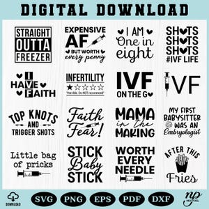 IVF Warrior SVG Bundle: Infertility Journey Quotes (Digital Download)