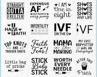 IVF Svg Png-bundel, vruchtbaarheidsreis Svg, onvruchtbaarheidsbewustzijn ontwerpen, Stick Baby Stick, IVF Warrior, Mama in the Making