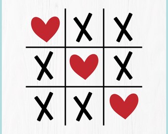Valentine Tic Tac Toe PNG | Retro Heart Game Design | Digital DOWNLOAD