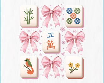Mahjong SVG | Coquette Mahjong PNG | Pink Bow Mahjong  Mahjong Lover Gift Cricut File