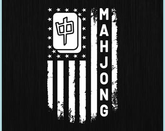 Patriotic Mahjong SVG, American Flag Mahjong PNG, USA Mahjong Shirt Design, Fourth of July Cricut File (Digital Download)