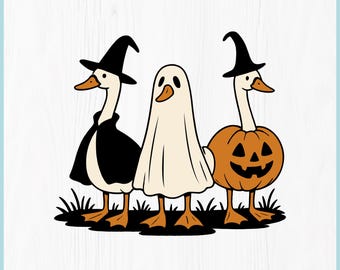 Halloween Goose SVG, Ghost Goose SVG, Cute Spooky Goose PNG, Witch Goose Svg, Pumpkin Goose Cricut File, Funny Halloween Shirt Design