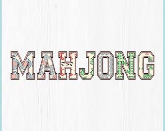 Mahjong SVG, Mahjong Varsity Letter PNG, Game Night Shirt Design, Mahjong Cricut File