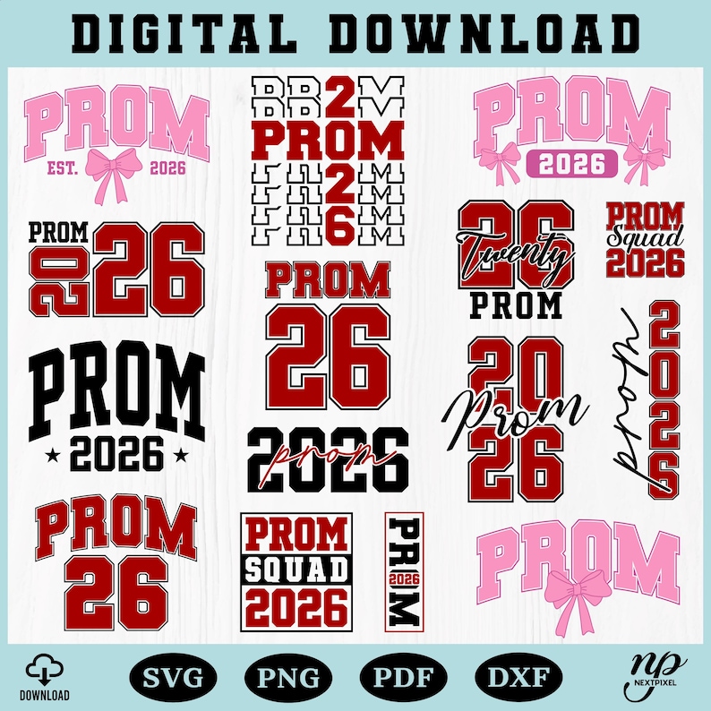 Prom 2026 SVG Bundle | Class of 2026 Cut Files | Prom Squad Shirt ...