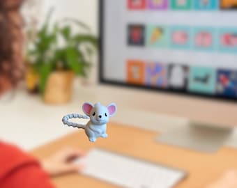 Adorable 3D Printed Articulated Mouse Toy – Flexible Tail, Cute Desk Pet, Fidget Gift, For her