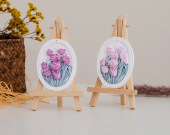 Rose 3D Plaster Flower Art Sculpture Painting 3D Floral Art Table Decor
