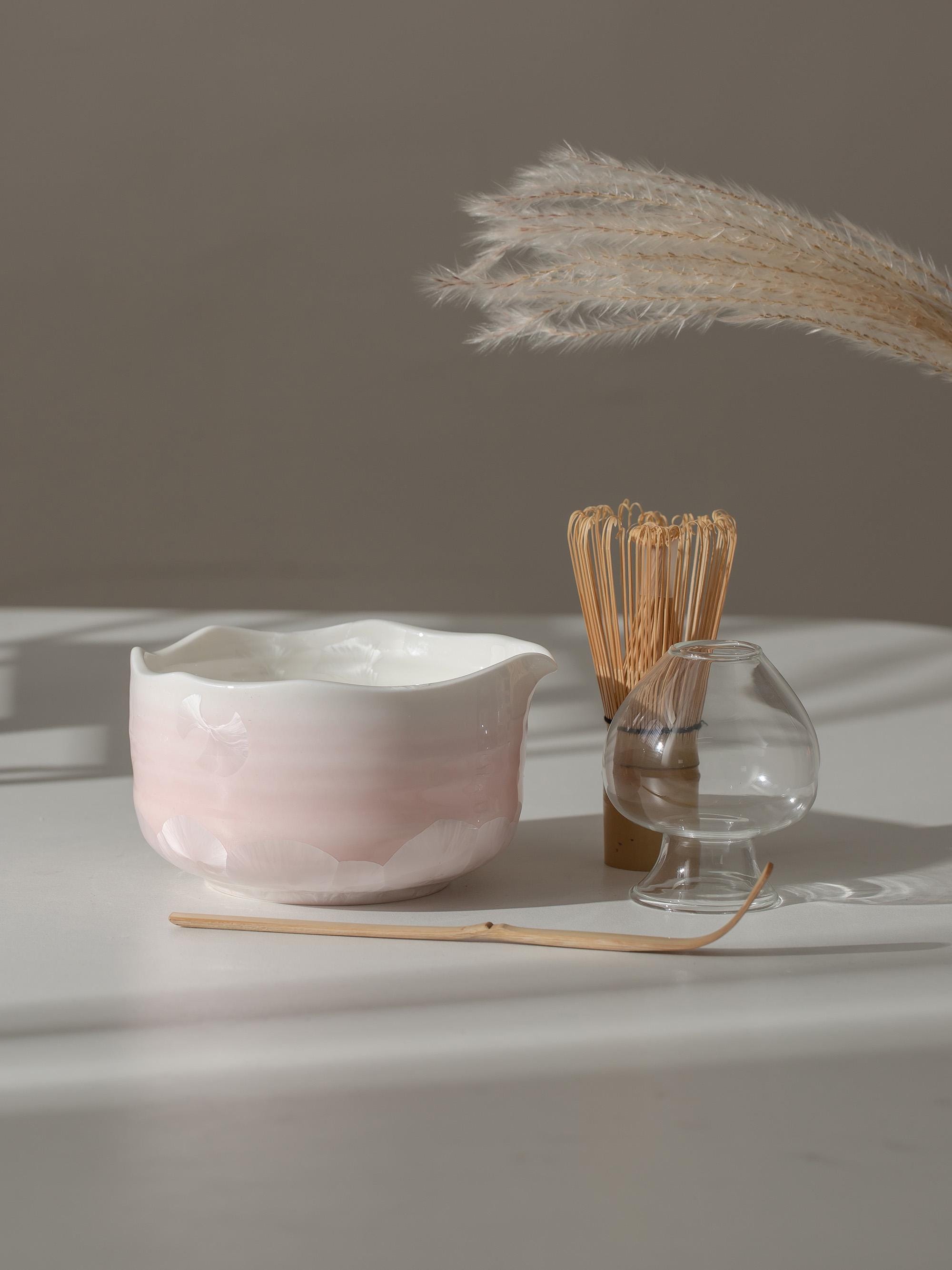 maho＊* handmade  Handmade Natural Blue Flower Glazing Matcha Kit Handcrafted