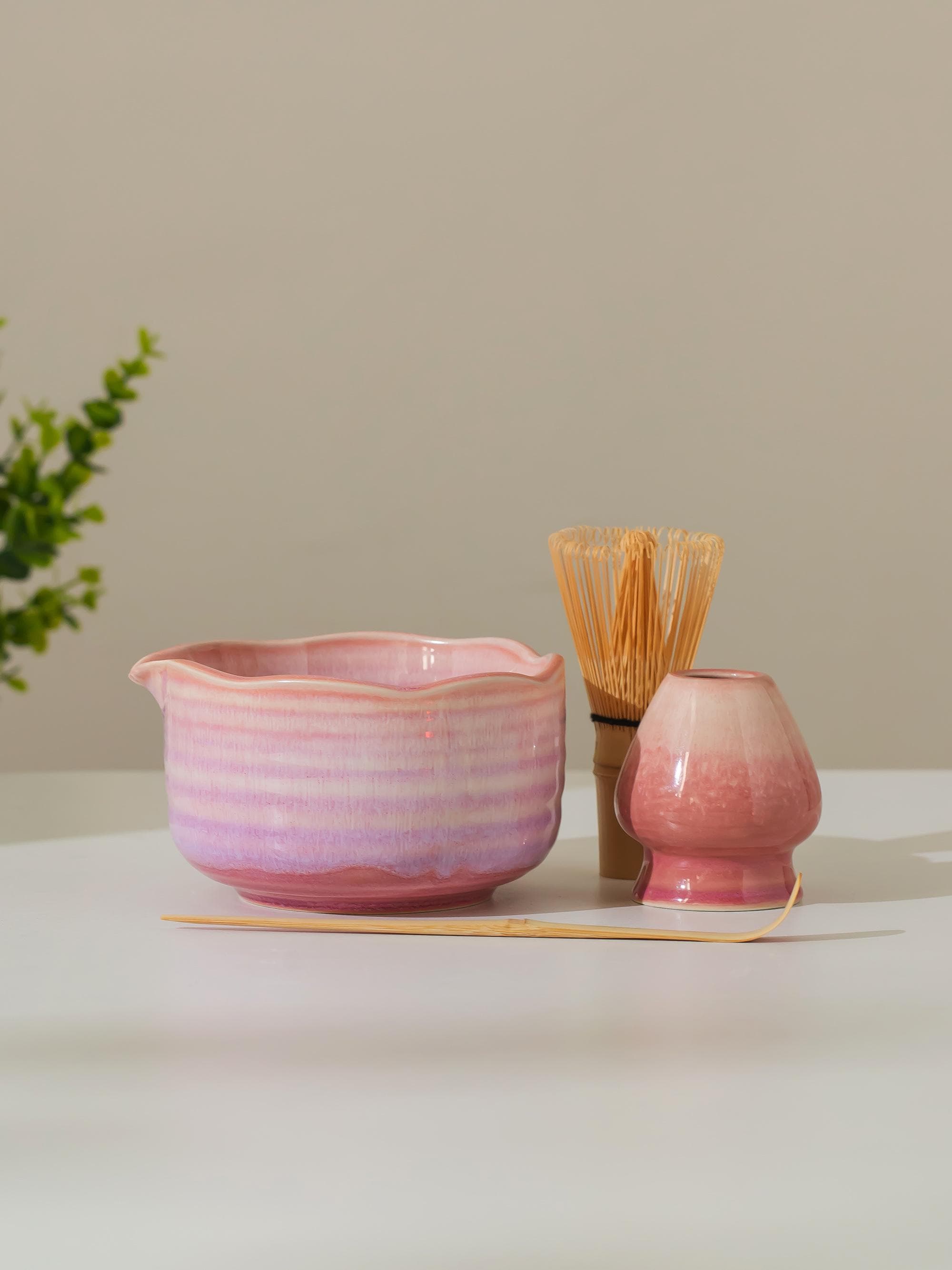 花柄青色装飾陶磁器ボウル4個セット 華道 茶道 花道 抹茶碗