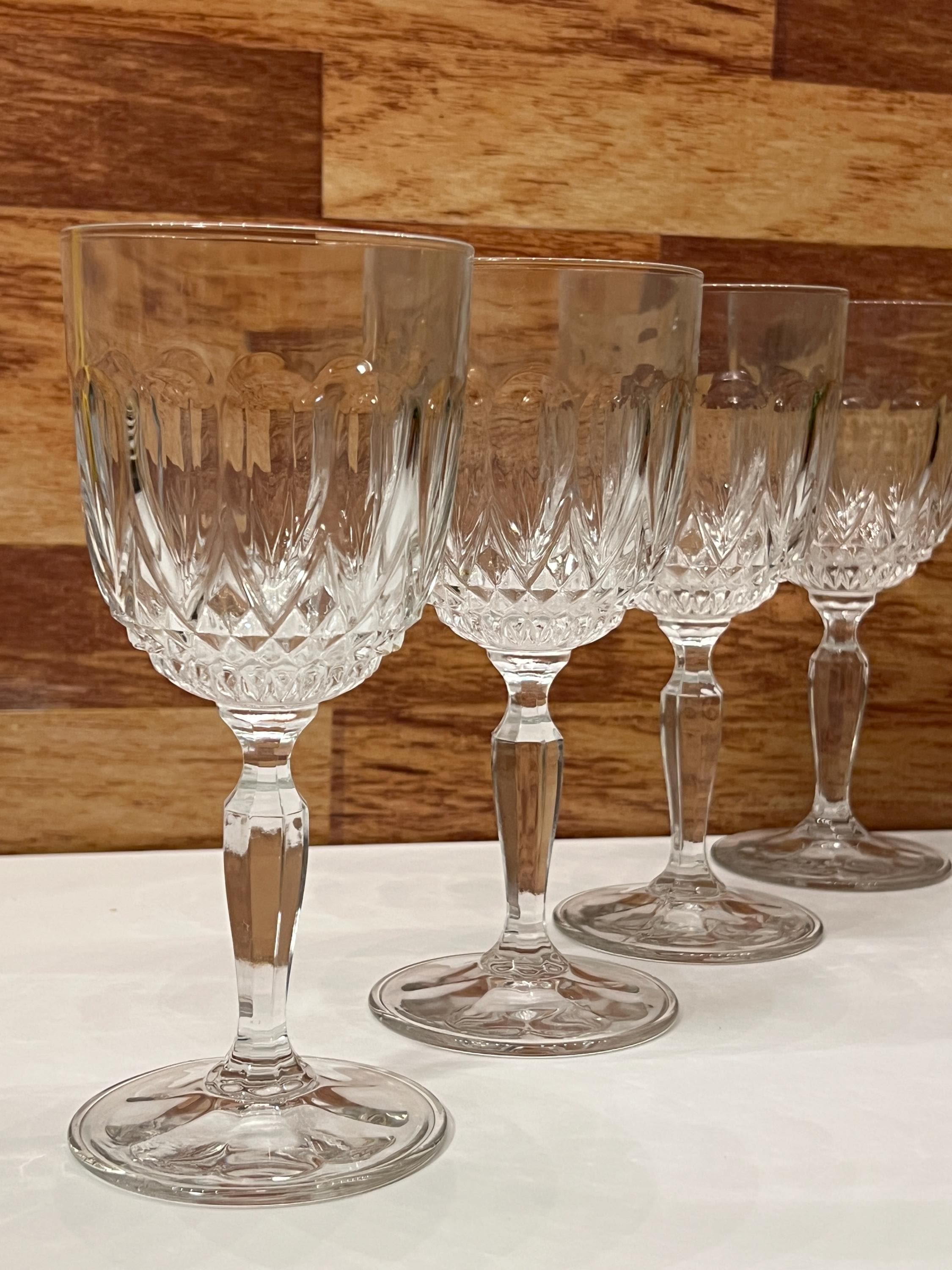 Set of 4 Vintage Thick Cut Crystal Wine Glasses - Etsy