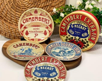 Set of 4 small BIA plates – Extra-Thin Camembert – 5 inches – Vintage 2004 with box