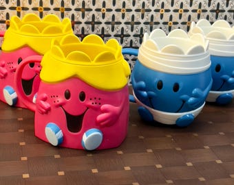 4 Cups McDonalds Happy Meal Toys Mr. Men & Little Miss • McDonald Collection
