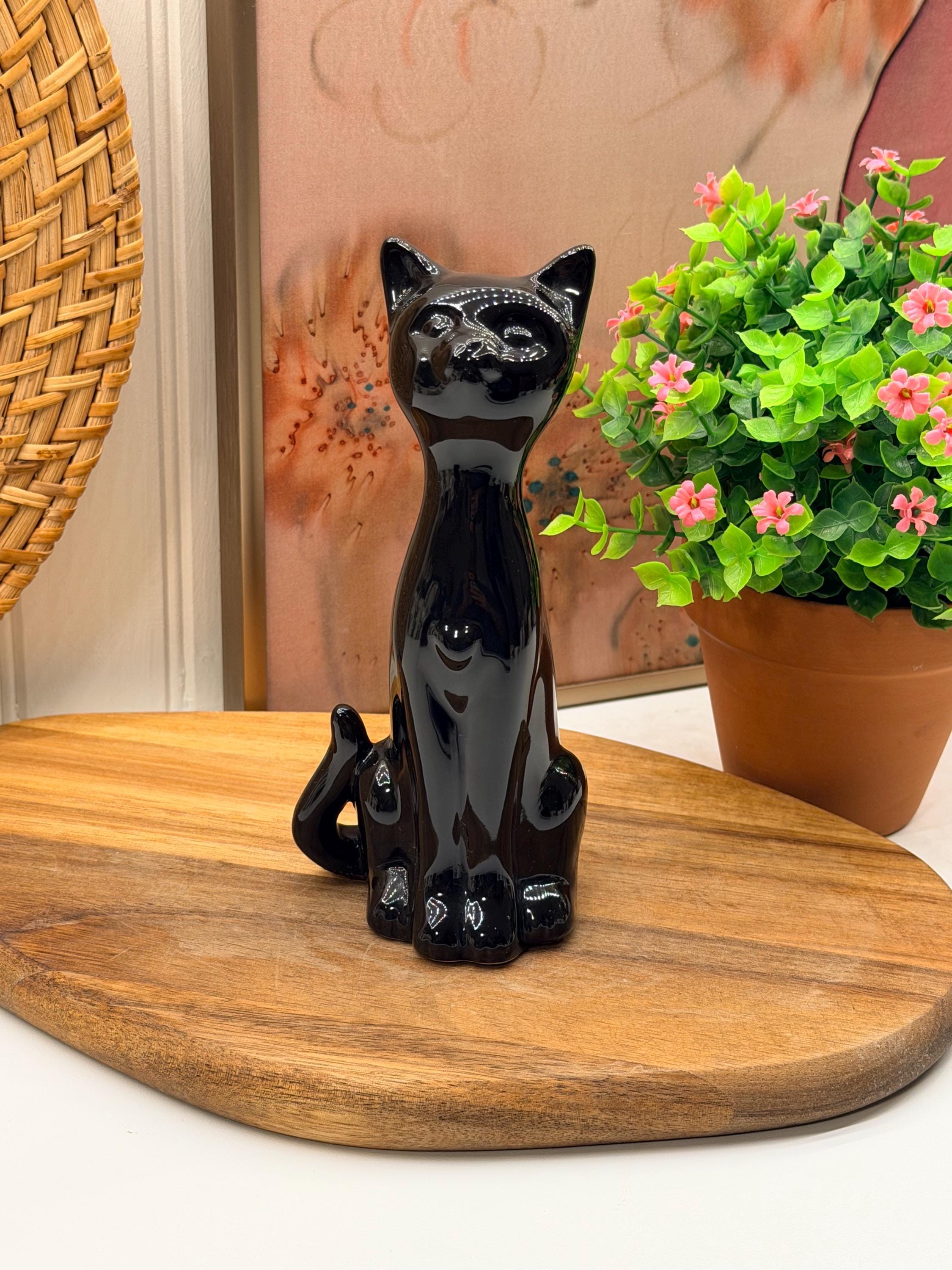 Ceramic Black Cat Figurine - Etsy