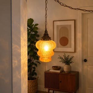 70s hanging lamp orange - Etsy 日本