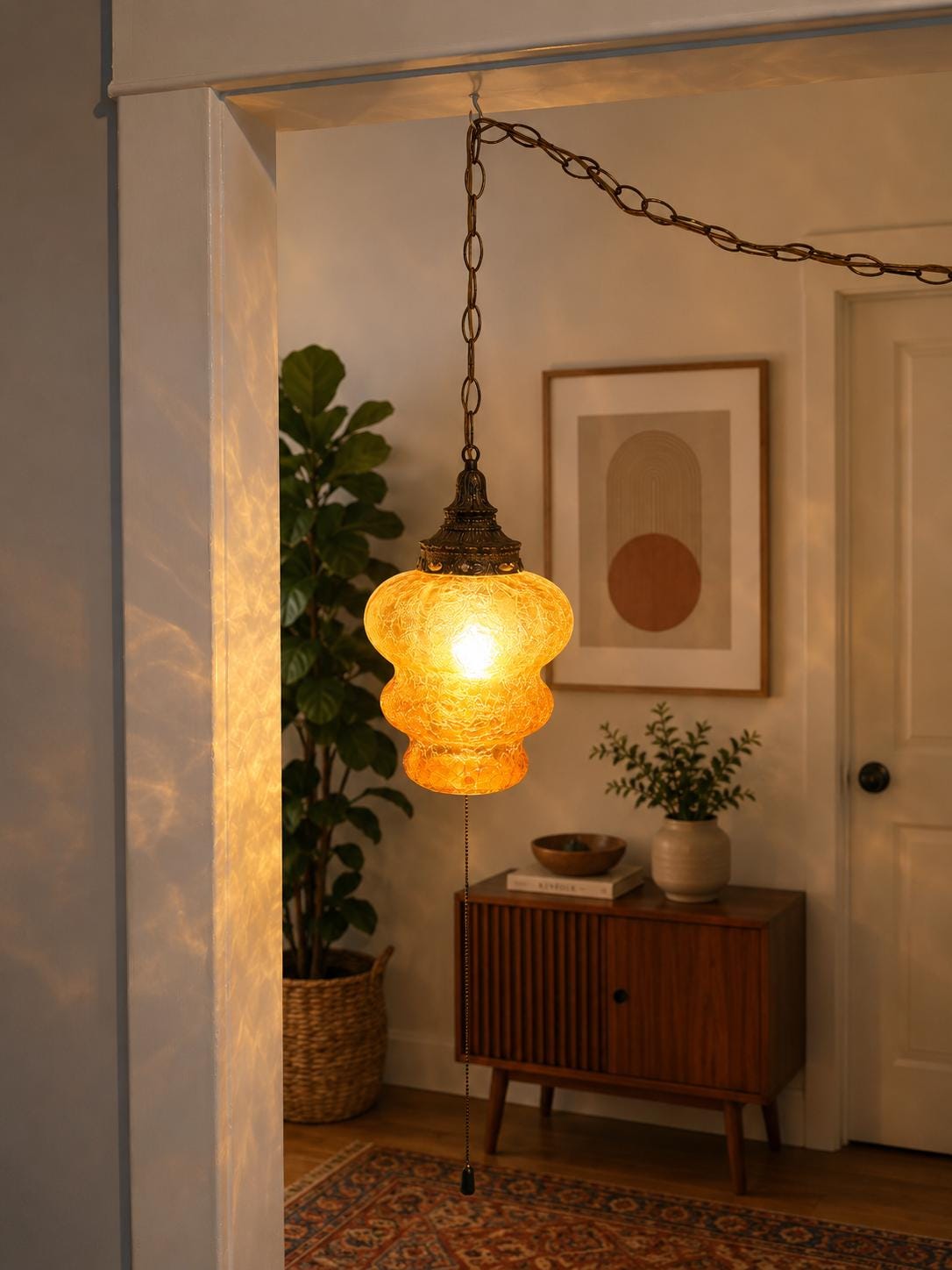 70s hanging lamp orange - Etsy 日本
