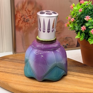 Rare Vintage Lampe Berger by Lunéville France Ceramic Catalytic Fragrance Lamp – Purple Turquoise Green Art Pottery