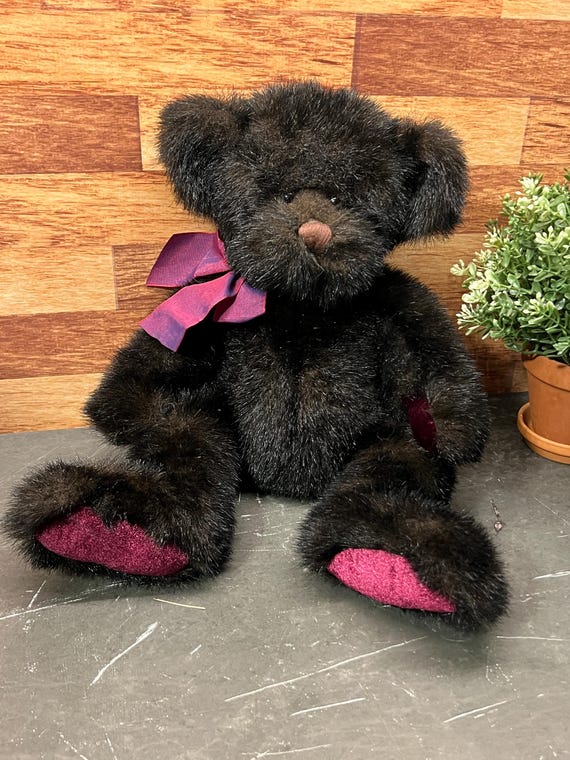 Vintage Russ Bombay Wilson Teddy Bear – 14” – Black and Purple