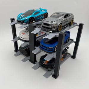 Hotwheels 4 Post Lift Diecast Matchbox 6 car Display 1:64 Scale