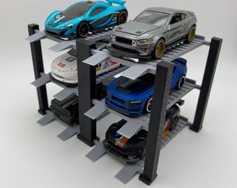 Hotwheels 4 Post Lift Diecast Matchbox 6 car Display 1:64 Scale