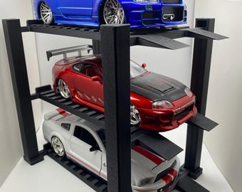 Caja de exposición de fundición a presión con elevador de 4 postes de Hotwheels, escala 1:24