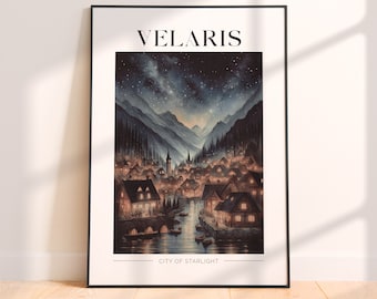 Velaris - ACOTAR - Stad van Sterrenlicht - Nachthof - Digitale Kunst - Print