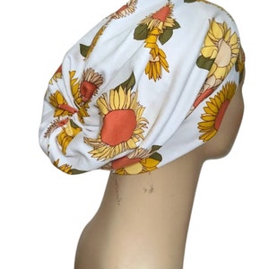 Gathered Slouch Sunflower Chemo Hat Beanie Alopecia Exercise Yoga Gardening Cancer Hat Cancer Gift Chemo Headwear image 1