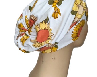 Bonnet de chimio tournesol affaissé froncé Alopécie exercice yoga jardinage Cancer chapeau Cancer cadeau chimio chapeaux