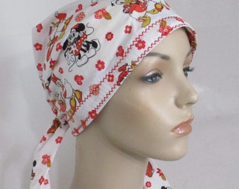 Chemo scarf Valentine Hearts Mickey Minnie Daisy Donald Cancer Hat,  Alopecia, Head Cover Gift for Cancer Patient