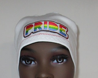 PRIDE Pillbox Hat w/ Embroidered Pride for Chemo, Alopecia, Bikers Hat Gift for Cancer Patient Fun Hat