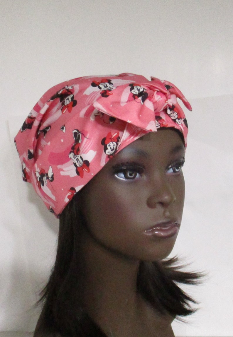 Chemo Hat Minnie in Pink New Print Cancer Hat, Alopecia, Head Cover image 2
