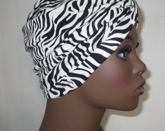Zebra Print Knit Turban Chemo Hat Womens Hat Alopecia Cancer Hat