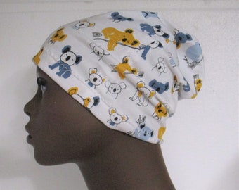 Women's Chemo Hat, Koala Print, Slouch Beanie, Hair Loss, Alopecia