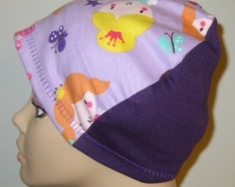 Kid's  Chemo Hat, Purple Princess,  Kid'sCancer Cap, Alopecia, Sleep Cap