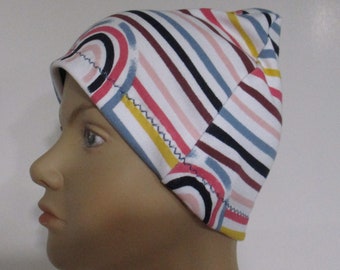 Kids Baby Chemo Hat Rainbow Print Cotton Stretch Knit  Children Size  Hat