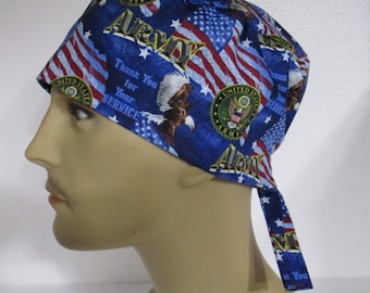 SALE Unisex US Army Salute   Scrub Cap   OR Cap Nurses Cap Surgical Cap Teens Chemo Hat