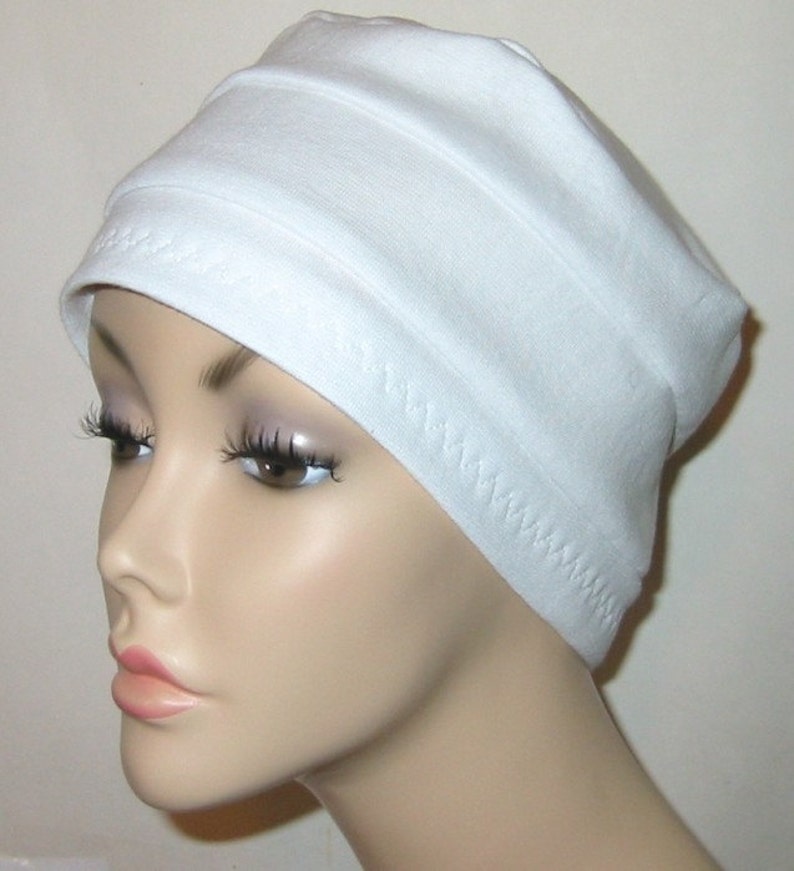 3Band White Knit Chemo Cancer Alopecia Hat Hair loss Etsy